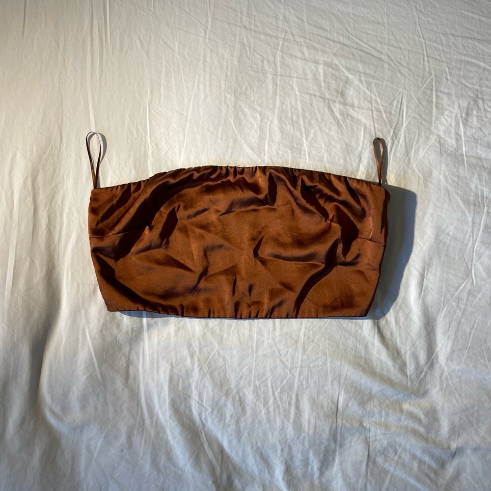 Fashion nova burnt orange satin tube top